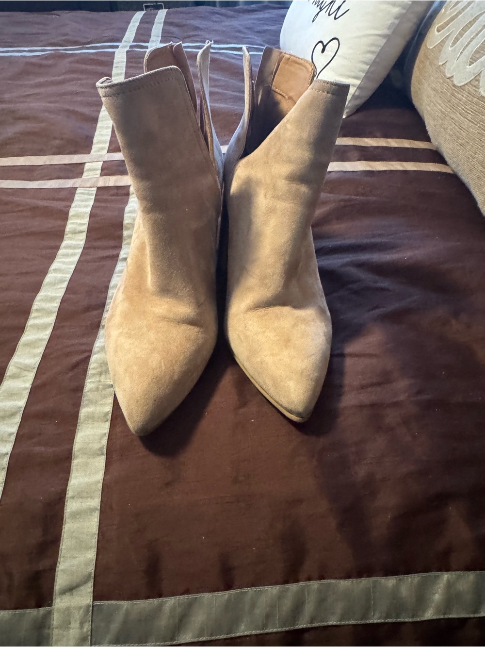 Steve Madden Taupe Suede Pointed Ankle Booties